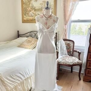 white satin slip  90s Private Luxuries white satin slip dress size medium